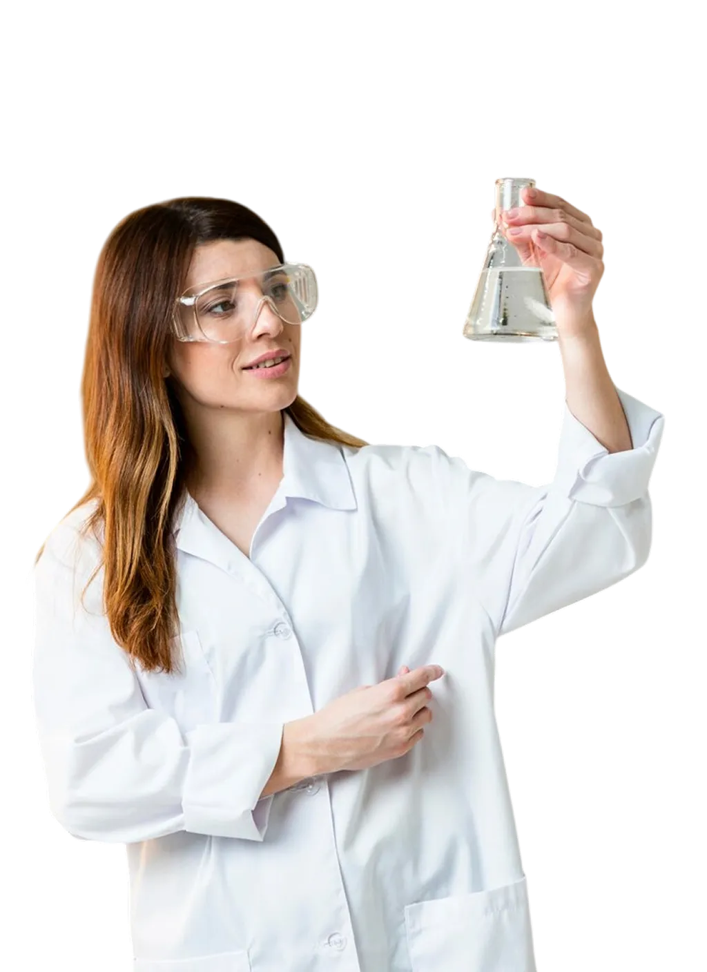 chemist holding coniacal flask