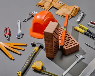 scattered construction tools