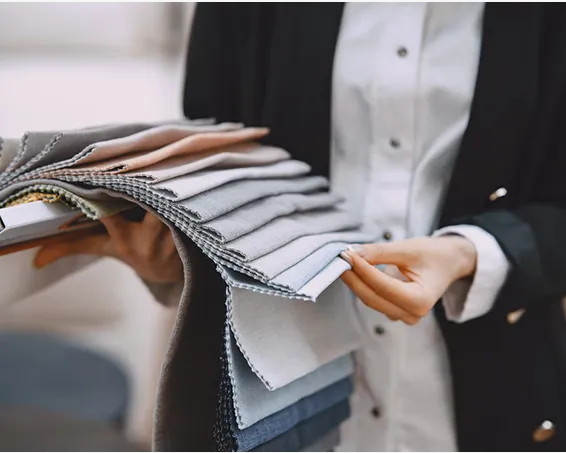 lady testing fabrics