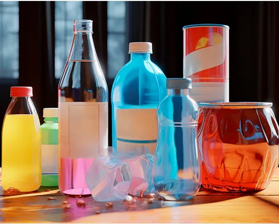 different liquids in bottles